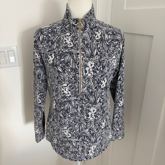 Lilly Pulitzer Tops - Lilly Pulitzer Women's Sz M 1/2 Zip Floral Skipper Popover Pullover Jacket*W21